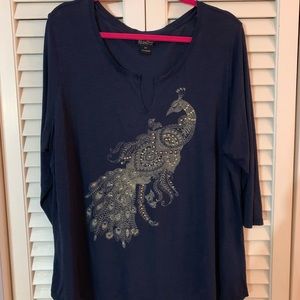 Lucky peacock print embellished tee